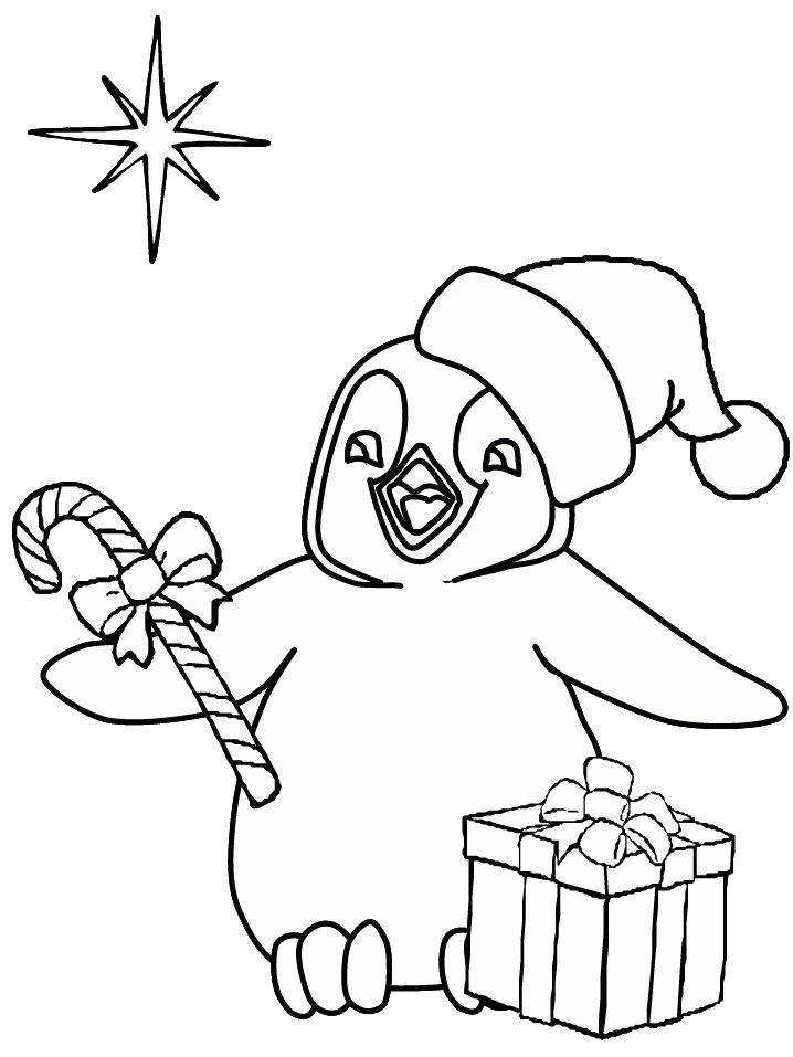Świąteczny pingwin kolorowanka do druku